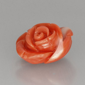 10.33 ct Pink Coral Gemstone, Coral Gem in Carved Rose Shape for Sale.