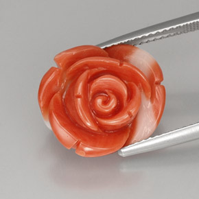 10.33 ct Pink Coral Stone, Natural Coral in Carved Rose Shape for Sale