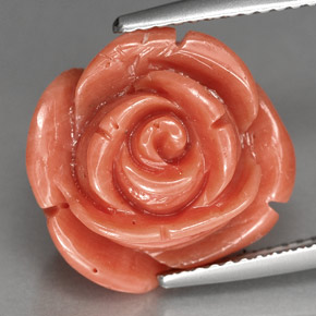 10.23 ct Pink Coral Stone, Natural Coral in Carved Rose Shape for Sale