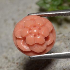 4.01 ct Pink Coral Stone, Natural Coral in Carved Flower Shape for Sale