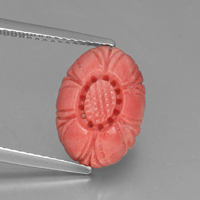 3.52 ct Pink Coral Gemstone, Coral Gem in Carved Flower Shape for Sale.