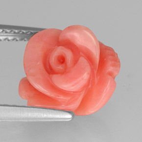 3.61 ct Pink Coral Gemstone, Coral Gem in Carved Rose with Hole Shape for Sale.