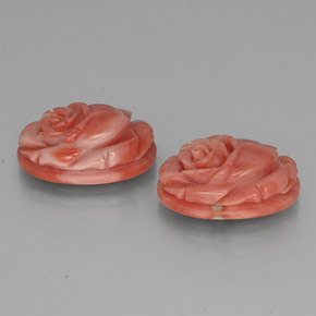 15.20 ct Pink Coral Stone, Natural Coral in Carved Rose Shape for Sale