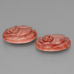 9.92 ct Pink Coral Stone, Natural Coral in Carved Rose Shape for Sale