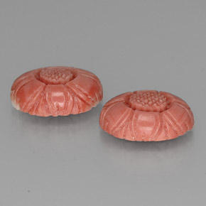 9.33 ctw Pink Coral Stones, Natural Coral in Carved Flower Shape for Sale
