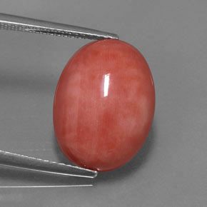 7.54 ct Pink Coral Gemstone, Coral Gem in Oval Cabochon Shape for Sale.