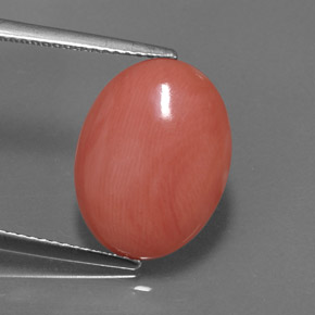 4.97 ct Pink Coral Gemstone, Coral Gem in Oval Cabochon Shape for Sale.