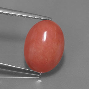 5.26 ct Pink Coral Gemstone, Coral Gem in Oval Cabochon Shape for Sale.