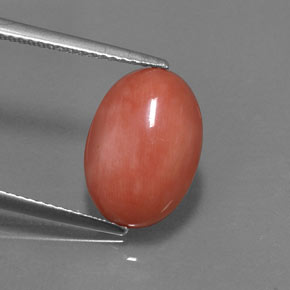 4.05 ct Pink Coral Gemstone, Coral Gem in Oval Cabochon Shape for Sale.