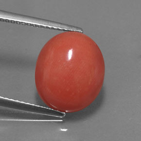4.34 ct Pink Coral Gemstone, Coral Gem in Oval Cabochon Shape for Sale.