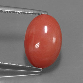 3.33 ct Pink Coral Gemstone, Coral Gem in Oval Cabochon Shape for Sale.