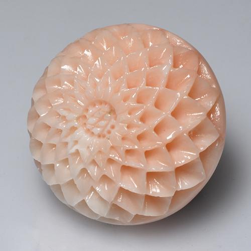 34.14 ct Pink Coral Stone, Natural Coral in Flower Carving Shape for Sale