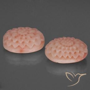 14.42 ctw Pink Coral Stones, Natural Coral in Flower Carving Shape for Sale