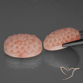 Coral Gemstones in 15.3 x 10.7 mm Size for Sale, Coral Stones in Salmon Pink Color