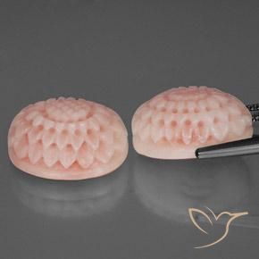 Coral Gemstones in 15.3 x 11.1 mm Size for Sale, Coral Stones in Blush Pink Color