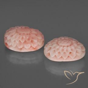 15.10 ctw Pink Coral Stones, Natural Coral in Flower Carving Shape for Sale