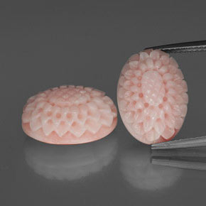 16.06 ct Pink Coral Gemstone, Coral Gem in Flower Carving Shape for Sale.