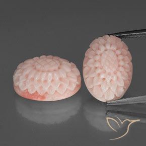 16.70 ctw Pink Coral Gemstones, Coral Gems in Flower Carving Shape for Sale.