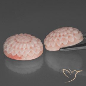 Coral Gemstones in 15.3 x 11.1 mm Size for Sale, Coral Stones in Blush Pink Color