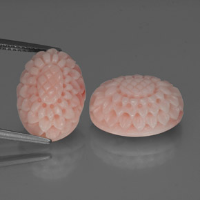 Blush Pink Coral Gem - 8.7ct Flower Carving (ID: 333646)
