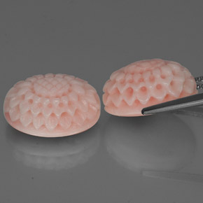 Coral Gemstones in 15.3 x 11.1 mm Size for Sale, Coral Stones in Blush Pink Color