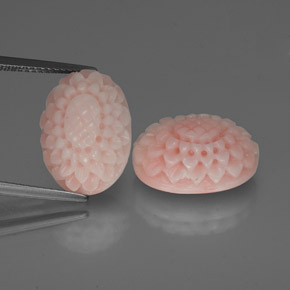 15.90 ct Pink Coral Gemstone, Coral Gem in Flower Carving Shape for Sale.
