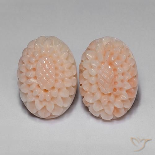 14.65 ctw Pink Coral Stones, Natural Coral in Flower Carving Shape for Sale
