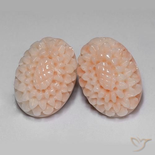 Coral Gemstones in 15.3 x 11 mm Size for Sale, Coral Stones in Medium Pink Color