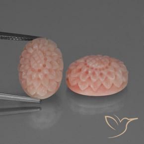 16.8 ct Pink Coral, 15.3 x 11.1 mm Carved From Taiwan, Photo A
