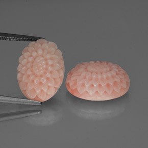 Medium Pink Koralle Edelstein - 7.1ct Blumenschnitzerei (ID: 333652)