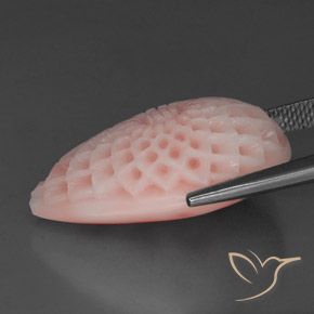 Coral Gemstone in 24.7 x 15.4 mm Size for Sale, Coral Stone in Light Pink Color
