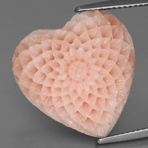 22.67 ct Pink Coral Gemstone, Coral Gem in Carved Heart Shape for Sale.
