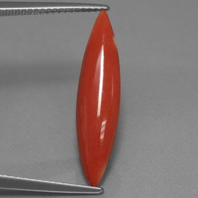 2.45 ct Pink Coral Gemstone, Coral Gem in Marquise Cabochon Shape for Sale.