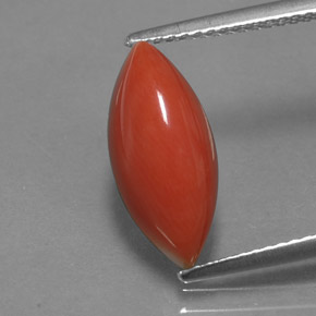 3.54 ct Pink Coral Gemstone, Coral Gem in Marquise Cabochon Shape for Sale.