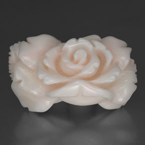 30.35 ct White Coral Gemstone, Coral Gem in Carved Rose Shape for Sale.