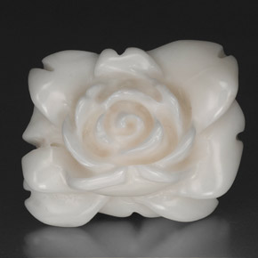 27.83 ct White Coral Gemstone, Coral Gem in Carved Rose Shape for Sale.
