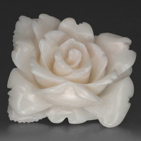 18.84 ct White Coral Gemstone, Coral Gem in Carved Rose Shape for Sale.