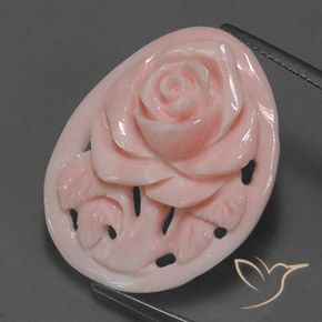 12.99 ct Pink Coral Stone, Natural Coral in Carved Rose Shape for Sale