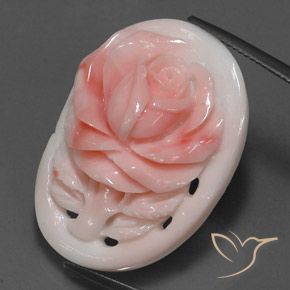 28.86 ct Pink Coral Stone, Natural Coral in Carved Rose Shape for Sale