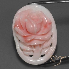 Coral Gemstone in 31.2 x 22.5 mm Size for Sale, Coral Stone in Salmon Pink Color