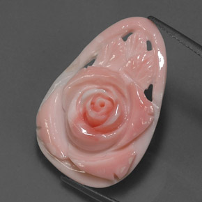 12.52 ct Pink Coral Stone, Natural Coral in Carved Rose Shape for Sale