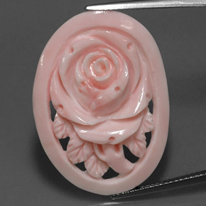 17.81 ct Pink Coral Gemstone, Coral Gem in Carved Rose Shape for Sale.