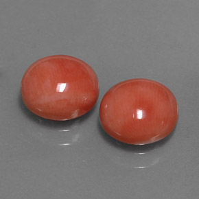 3.56 ct Pink Coral Stone, Natural Coral in Round Cabochon Shape for Sale