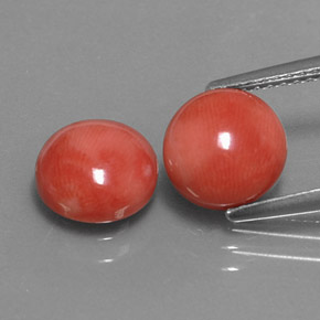 3.62 ct Pink Coral Gemstone, Coral Gem in Round Cabochon Shape for Sale.