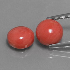 3.74 ct Pink Coral Gemstone, Coral Gem in Round Cabochon Shape for Sale.