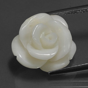 9.54 ct White Coral Gemstone, Coral Gem in Carved Rose Shape for Sale.