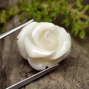 11.16 ct White Coral Gemstone, Coral Gem in Carved Rose Shape for Sale.