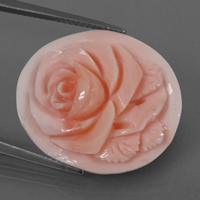 15.77 ct Pink Coral Stone, Natural Coral in Carved Rose Shape for Sale