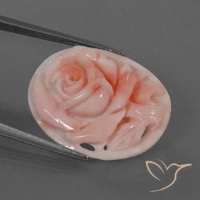 15.39 ct Pink Coral Stone, Natural Coral in Carved Rose Shape for Sale