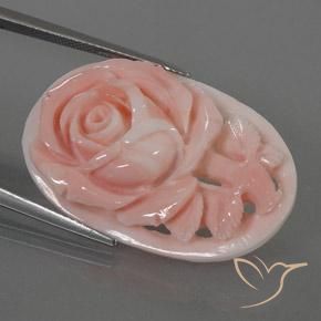 22.80 ct Pink Coral Stone, Natural Coral in Carved Rose Shape for Sale